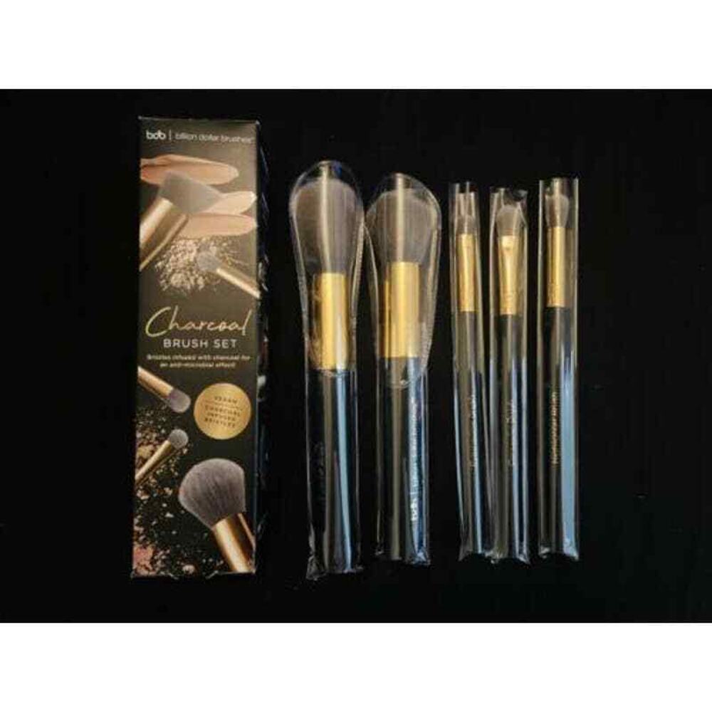 NIB Billion Dollar Beauty 5 Piece Professional Makeup Brushes Vegan Charcoal